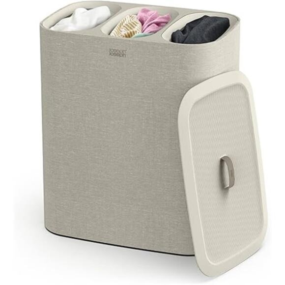 Trio 90-liter Laundry Hamper Separation Basket with lid, 3 Removable Washing Bag - Picture 7 of 7